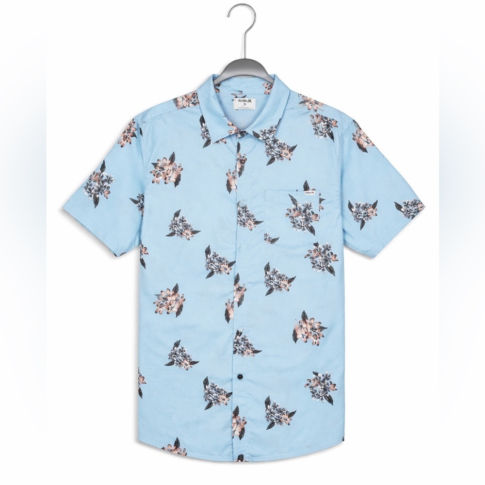 Hurley One & Only Lido Stretch Button Up Shirt Men’s Large Blue Dream NEW W Tags
